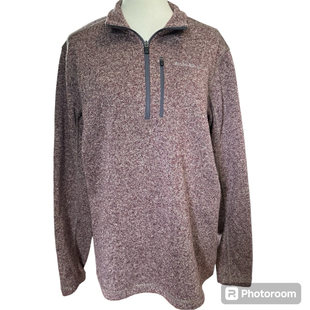 Eddie Bauer Men’s Fleece 1/4 Zip Pullover Sweater Sweatshirt, Large, EUC, Maroon